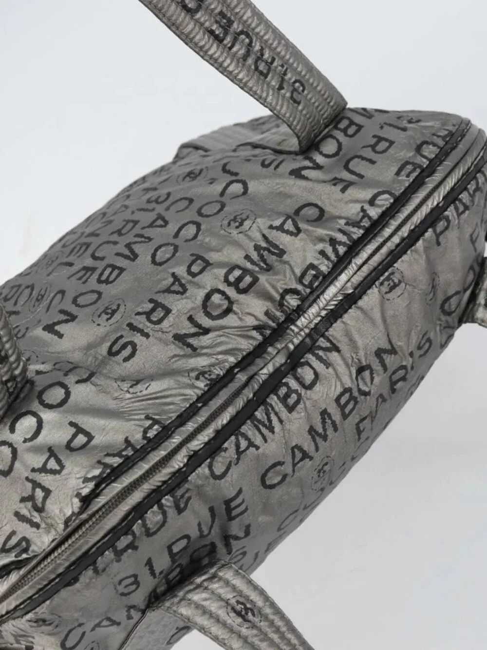 CHANEL Unlimited Tote Bag Nylon Silver CC Auth gh1555